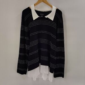 Investments Sweater Size 3X Black Gold Detail Detachable Collar